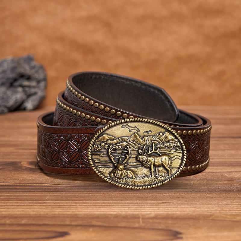 DIY Ledergürtel für Herren mit Wildwild-Deers-Schnalle im Western-Stil
