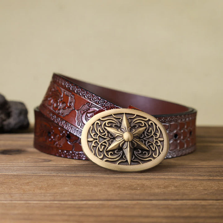 DIY Ledergürtel für Herren aus massivem Messing mit Hexagramm-Sternschnalle