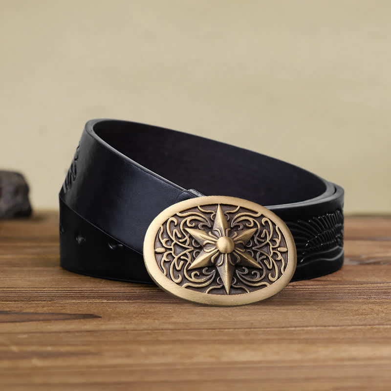 DIY Ledergürtel für Herren aus massivem Messing mit Hexagramm-Sternschnalle