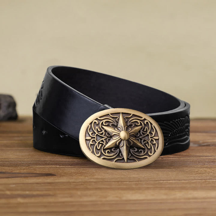 DIY Ledergürtel für Herren aus massivem Messing mit Hexagramm-Sternschnalle