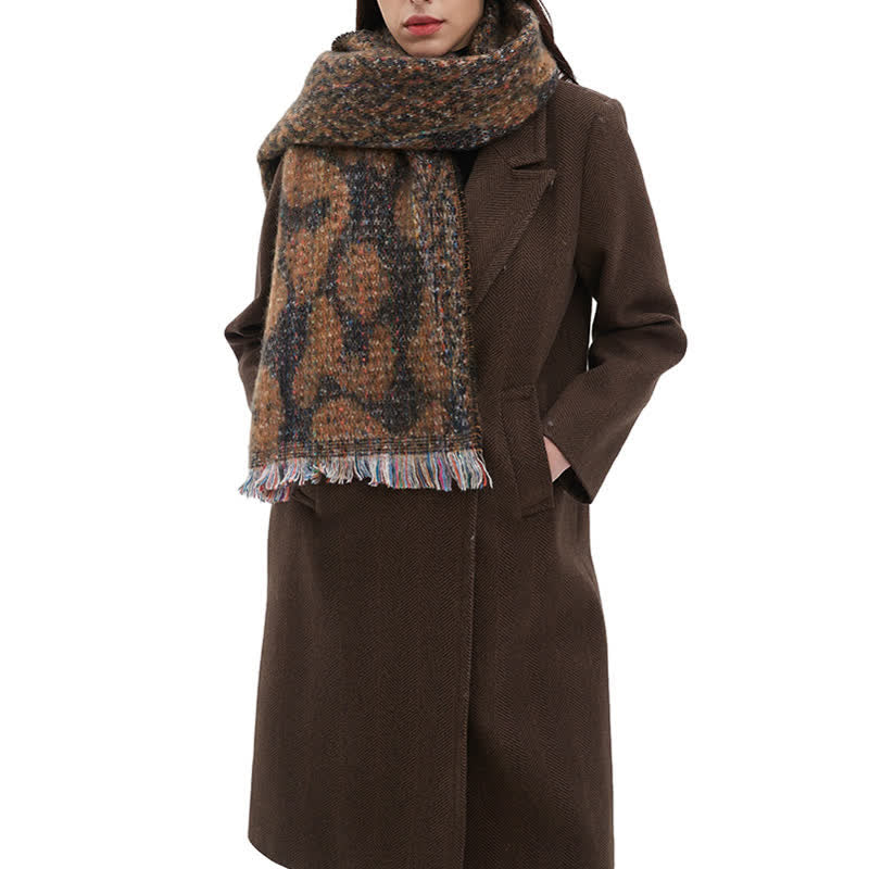 Hübscher Unisex-Schal mit kurzem Fransenmuster und Leopardenmuster