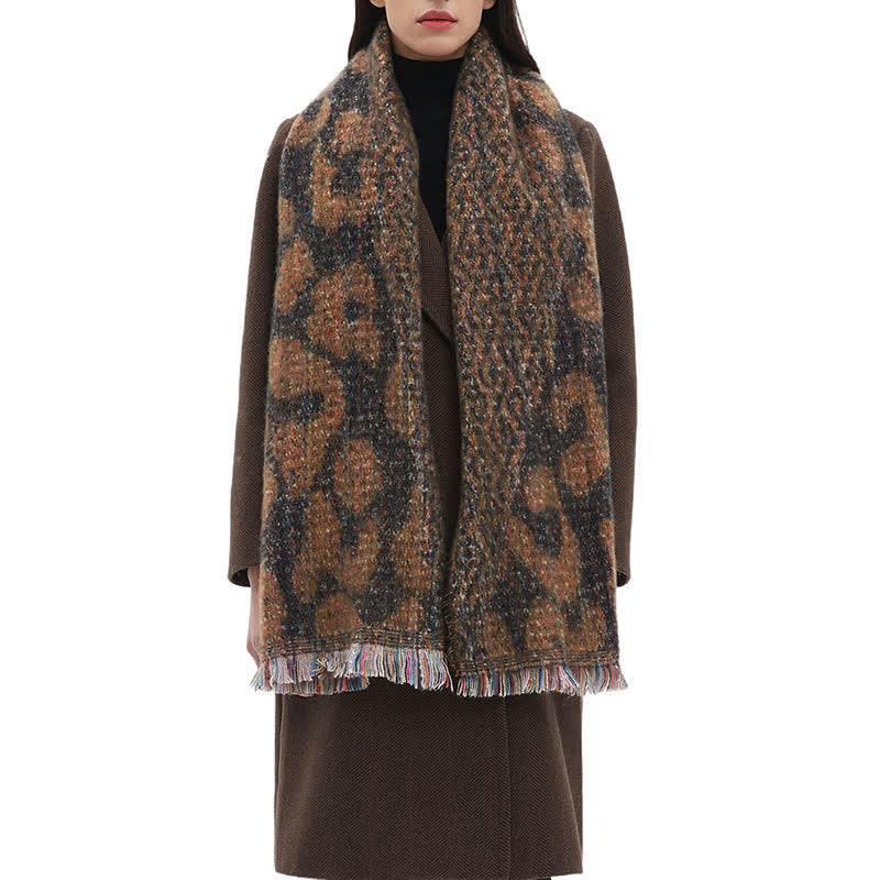 Hübscher Unisex-Schal mit kurzem Fransenmuster und Leopardenmuster