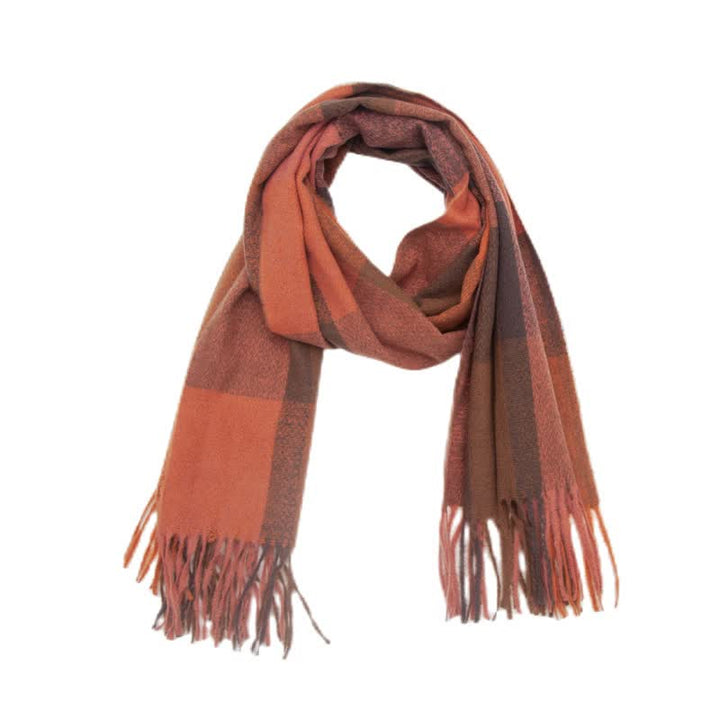 Verdickter Winterschal mit Fransen und Regenbogenkaromuster für Unisex