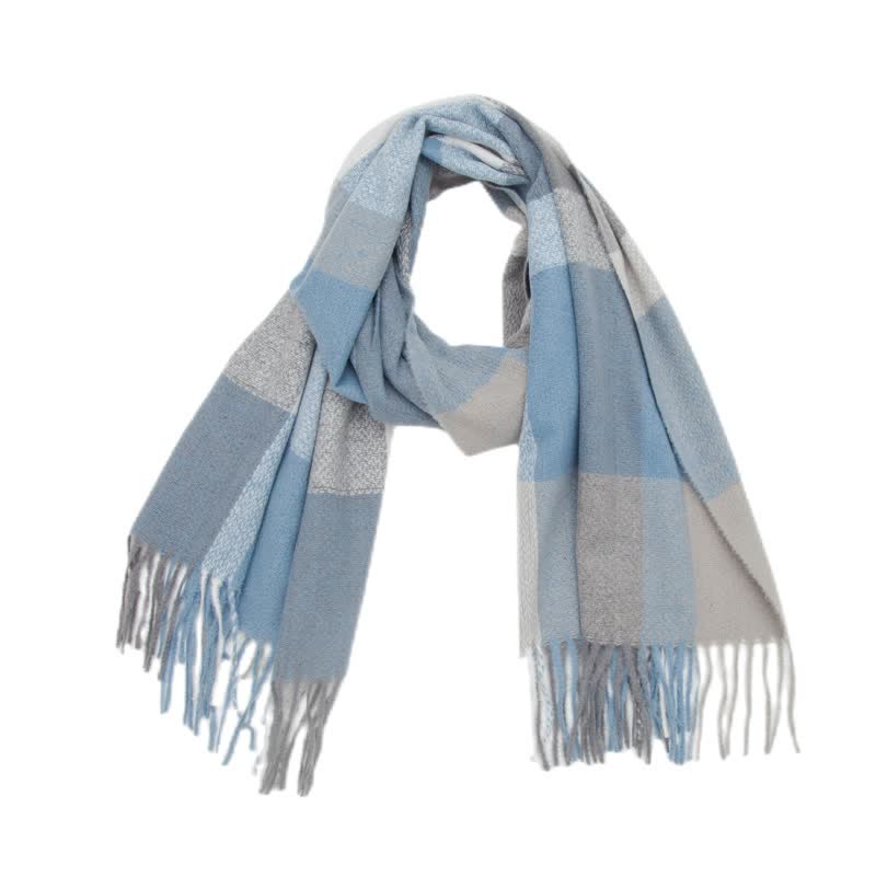 Verdickter Winterschal mit Fransen und Regenbogenkaromuster für Unisex
