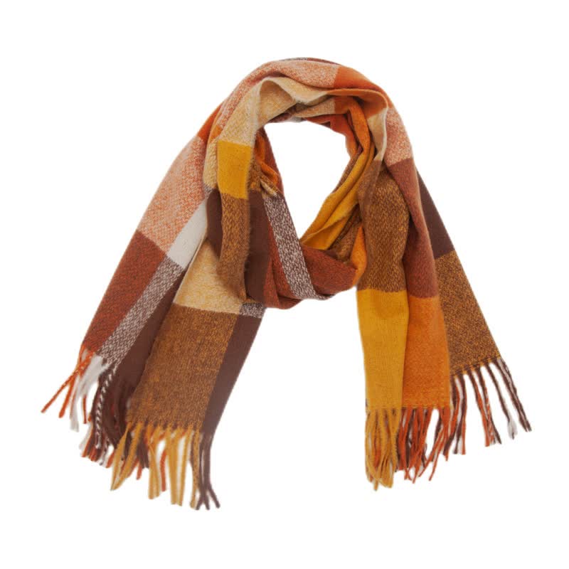 Verdickter Winterschal mit Fransen und Regenbogenkaromuster für Unisex