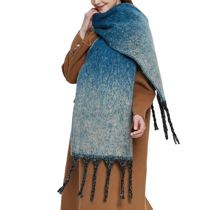 Unisex Schal mit Farbverlauf und Quasten für kaltes Wetter