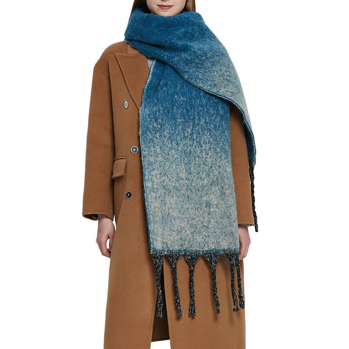 Unisex Schal mit Farbverlauf und Quasten für kaltes Wetter