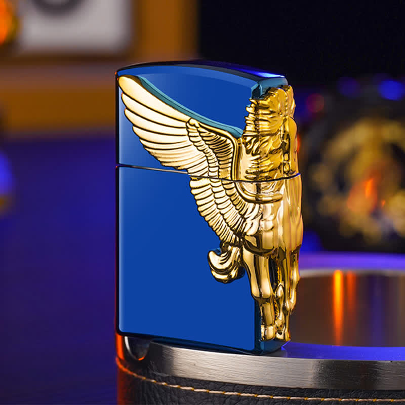 Nachfüllbares Butanfeuerzeug mit dreiseitigem 3D-Relief-Pegasus