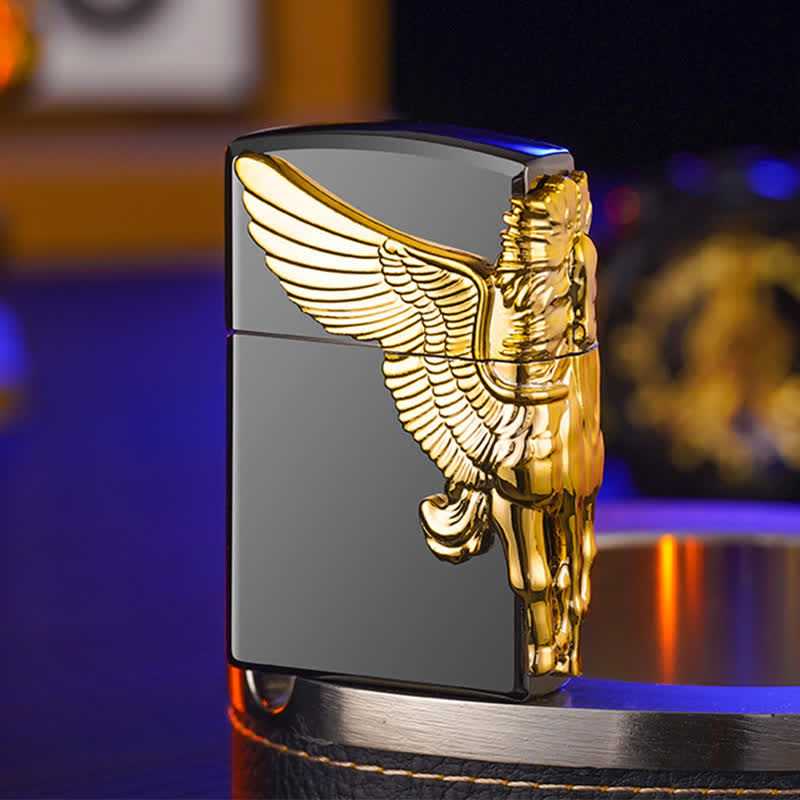Nachfüllbares Butanfeuerzeug mit dreiseitigem 3D-Relief-Pegasus