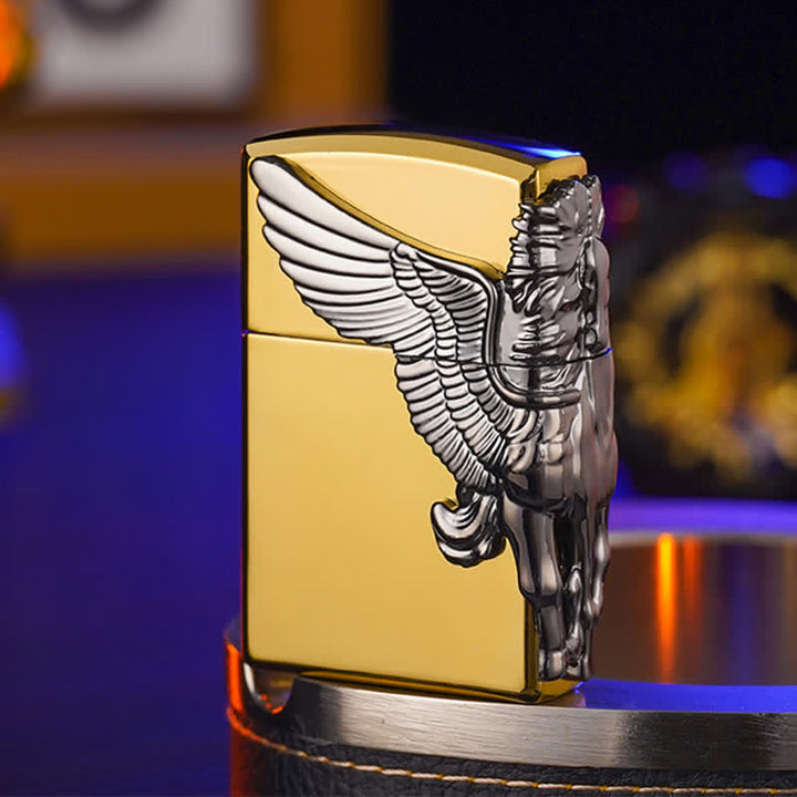 Nachfüllbares Butanfeuerzeug mit dreiseitigem 3D-Relief-Pegasus