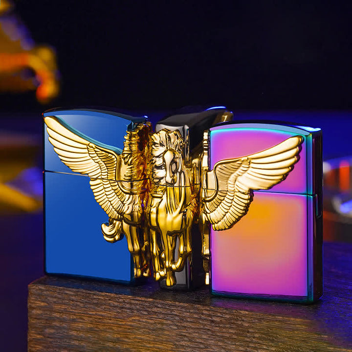 Nachfüllbares Butanfeuerzeug mit dreiseitigem 3D-Relief-Pegasus