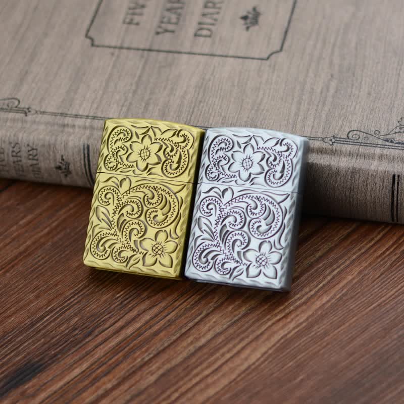 Nachfüllbares Butanfeuerzeug mit elegantem Blumenrelief-Design