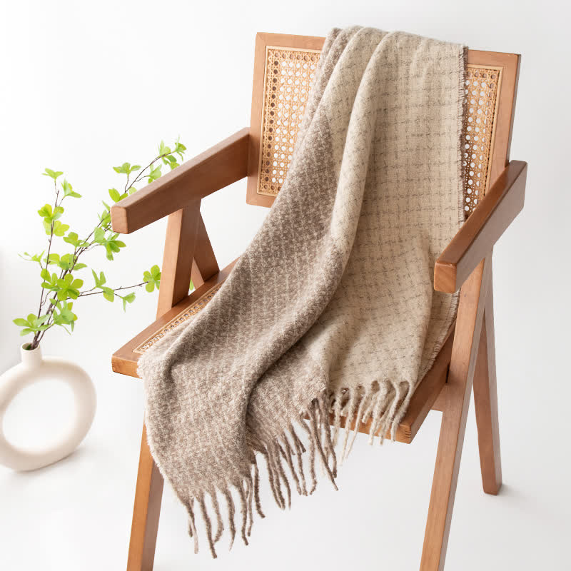 Unisex-Schal mit Karomuster und Farbblockierung im Vintage-Stil und Quaste