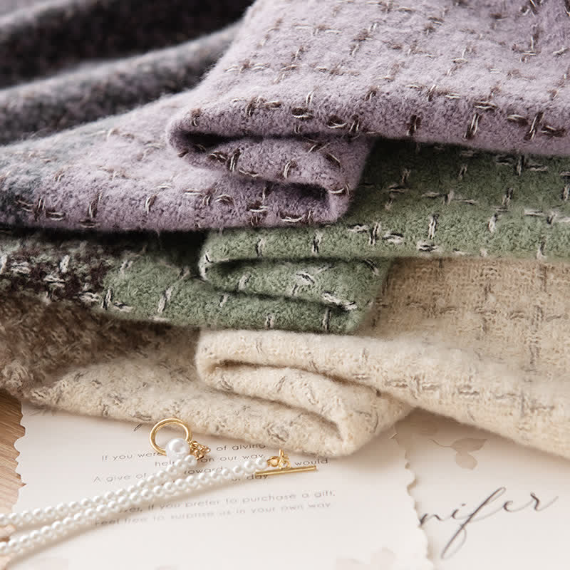 Unisex-Schal mit Karomuster und Farbblockierung im Vintage-Stil und Quaste