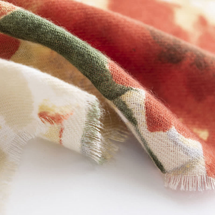 Farbenfroher Damenschal mit Vintage-Blumendruck