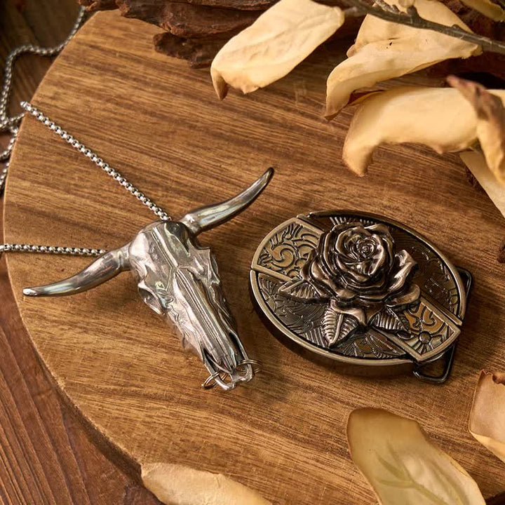 Western Gadget DIY Versteckte Messerschnalle Longhorn Bull Anhänger Bundle Set