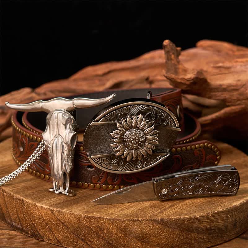 Western Gadget DIY Versteckte Messerschnalle Longhorn Bull Anhänger Bundle Set - image 0