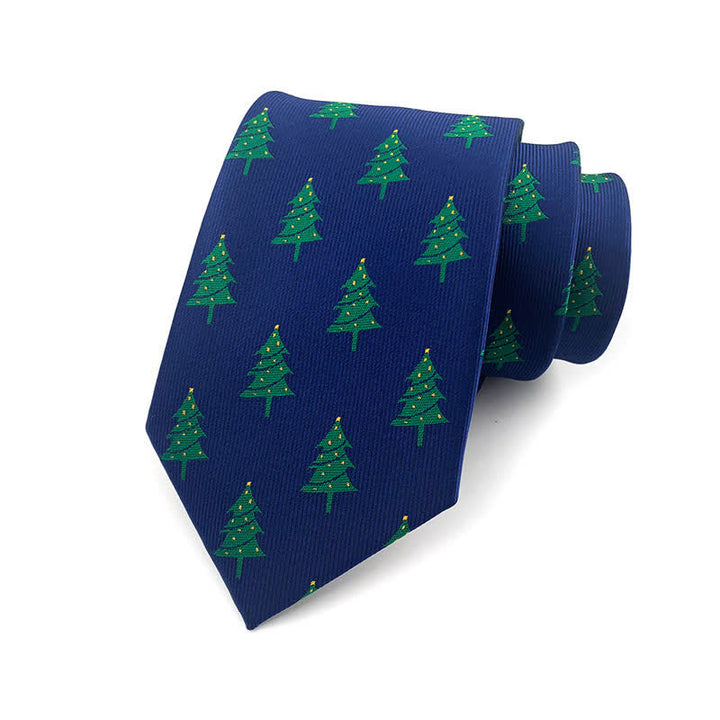 Grüne Krawatte mit festlichem Weihnachtsbaum-Design für Herren