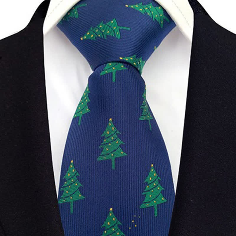 Grüne Krawatte mit festlichem Weihnachtsbaum-Design für Herren