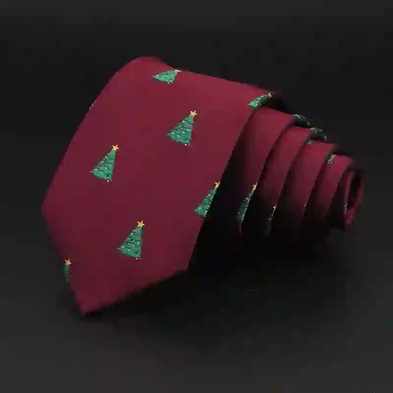 Grüne Krawatte mit festlichem Weihnachtsbaum-Design für Herren