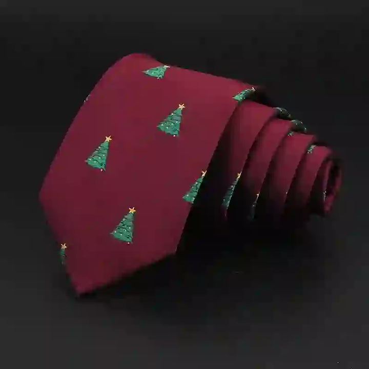Grüne Krawatte mit festlichem Weihnachtsbaum-Design für Herren