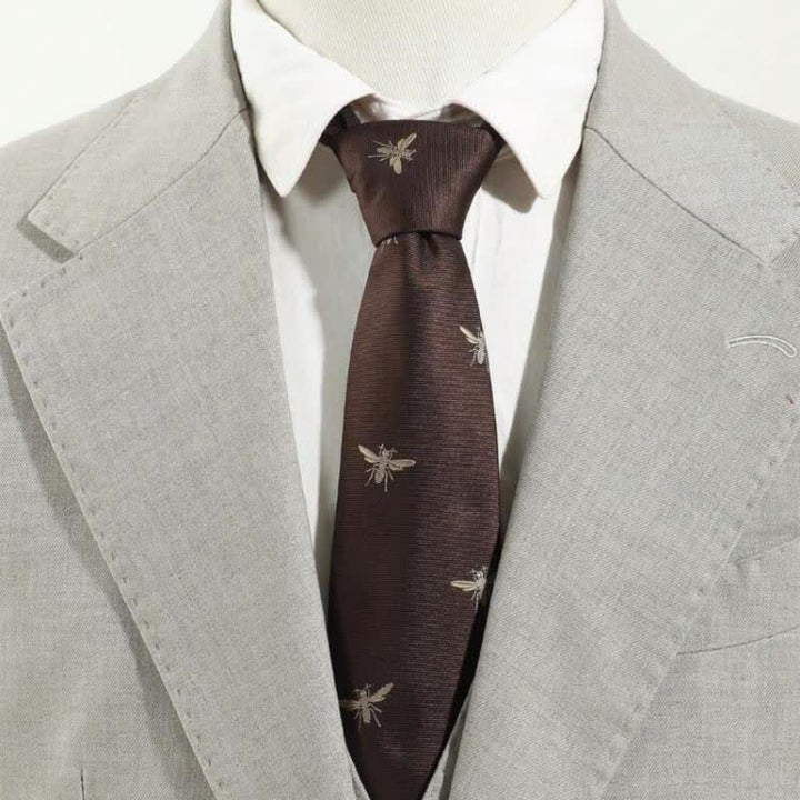 Dunkelbraune Krawatte mit Vintage-Muster für Herren