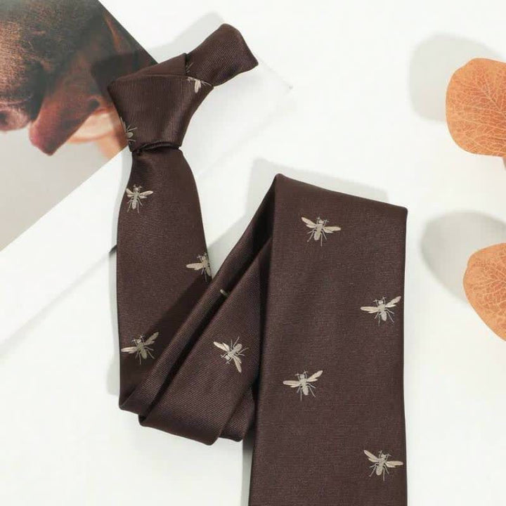 Dunkelbraune Krawatte mit Vintage-Muster für Herren