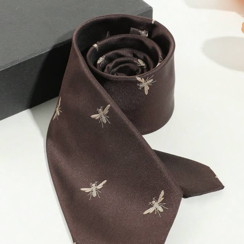 Dunkelbraune Krawatte mit Vintage-Muster für Herren