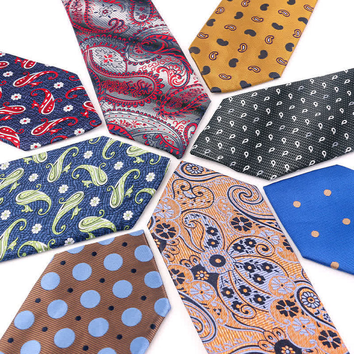 Bunte Krawatte für Herren im Paisley-Muster, Polka Dots-Serie, Vintage-Stil