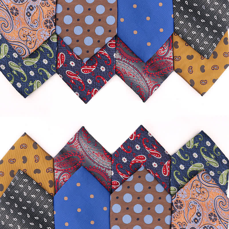 Bunte Krawatte für Herren im Paisley-Muster, Polka Dots-Serie, Vintage-Stil - image 0