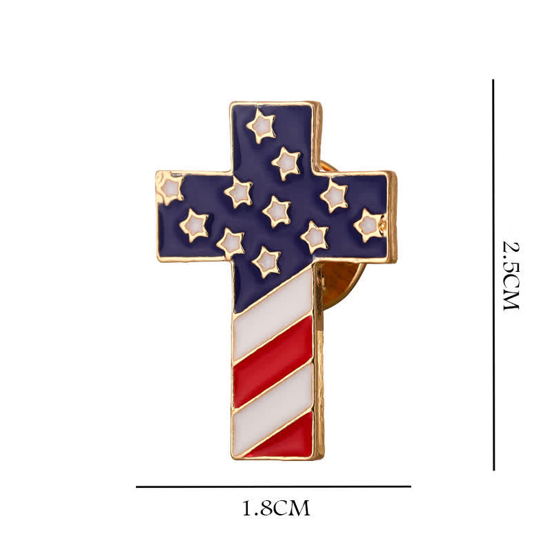Unisex-Brosche mit patriotischem Kreuz und amerikanischer Flagge