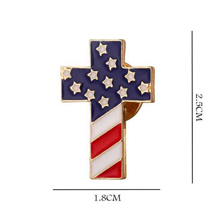 Unisex-Brosche mit patriotischem Kreuz und amerikanischer Flagge
