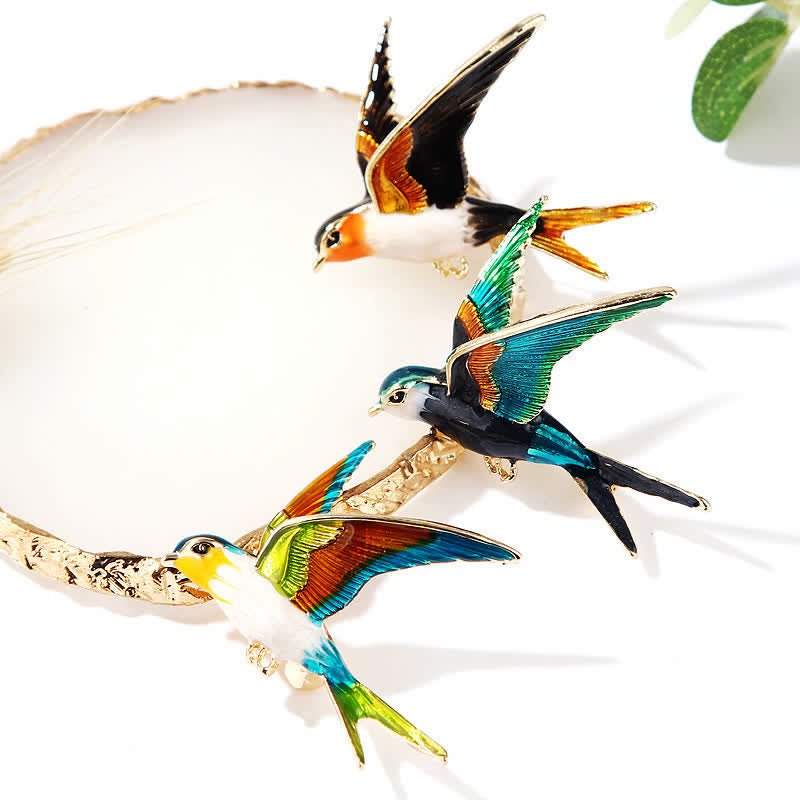 Unisex Fliegende Schwalbe Bunt Emaillierte Brosche