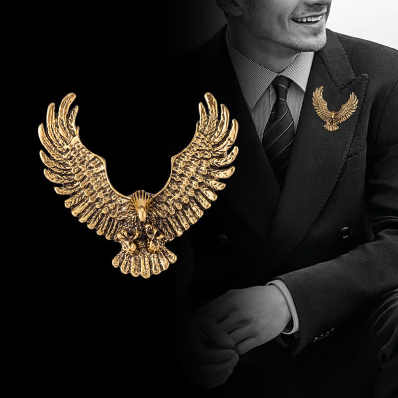 Herren-Brosche mit Adler und ausgebreiteten Flügeln im Retro-Stil
