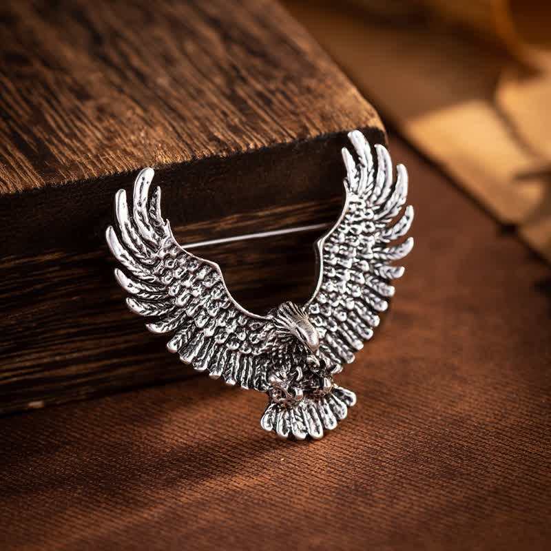 Herren-Brosche mit Adler und ausgebreiteten Flügeln im Retro-Stil - Antik Silber - image 5