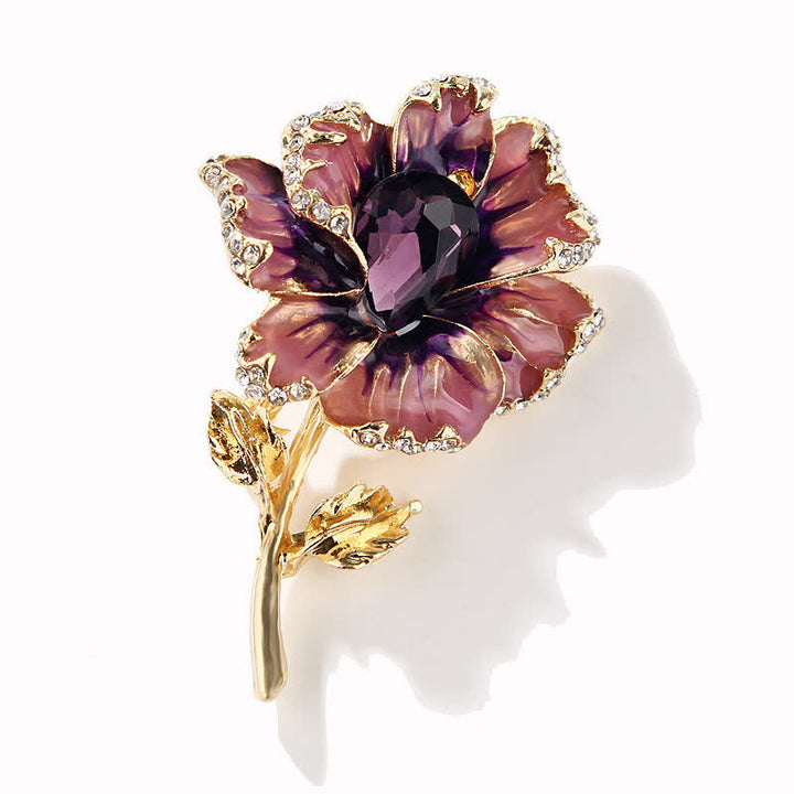 Exquisite Blumenbrosche aus Kristall-Emaille für Damen