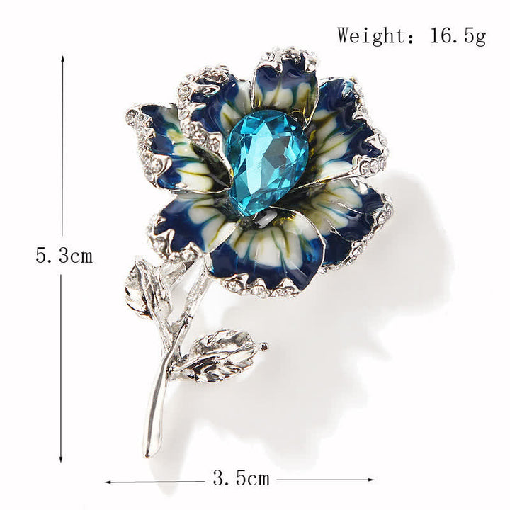 Exquisite Blumenbrosche aus Kristall-Emaille für Damen