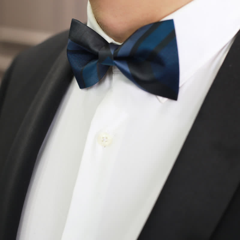 Herrenfliege von Noble Navy SteelBlue mit Streifenmuster - image 3