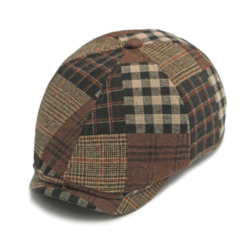Verschiedene klassische Patchwork-Barettmütze mit Karomuster