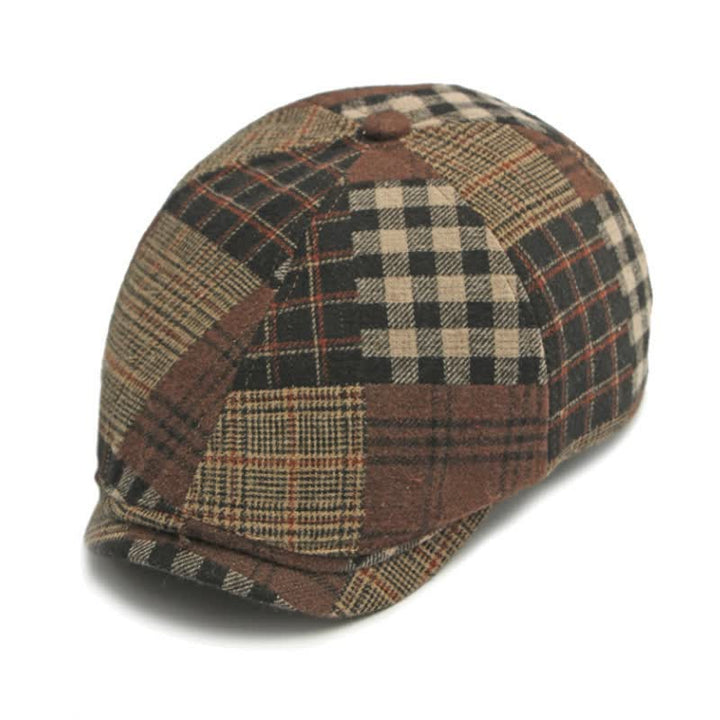 Verschiedene klassische Patchwork-Barettmütze mit Karomuster - image 4