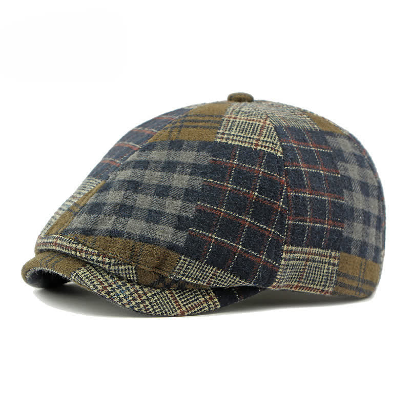 Verschiedene klassische Patchwork-Barettmütze mit Karomuster - Marine - Einstellbar (21 5/8"-23 5/8") - image 11