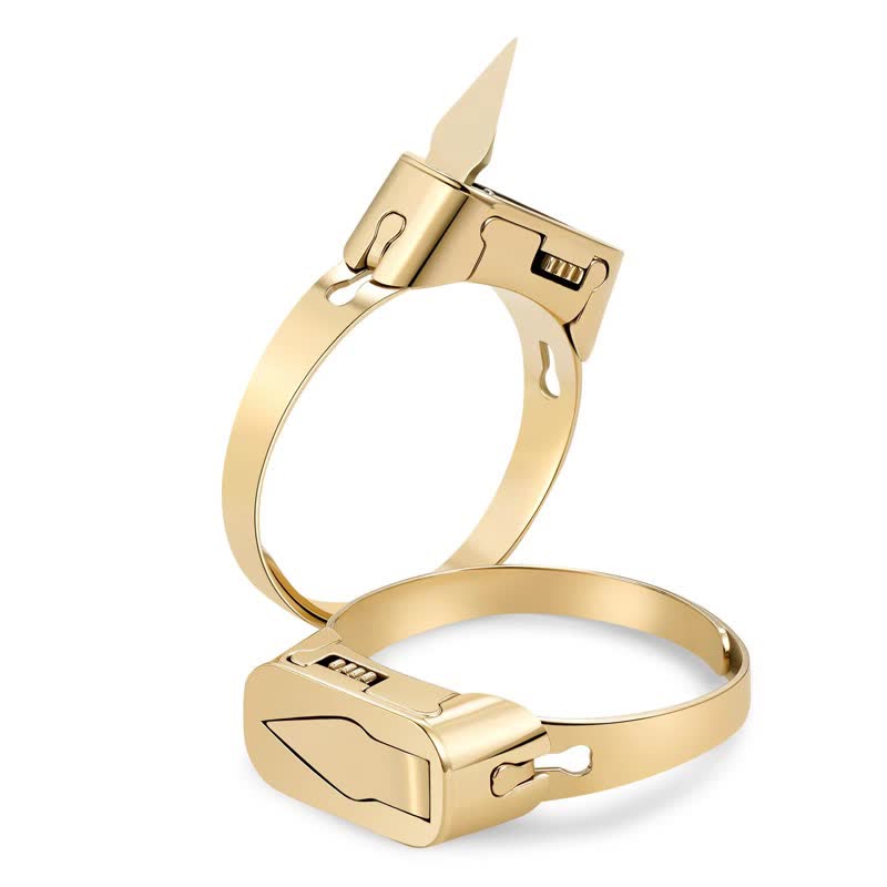Multifunktionaler, versteckter Messeröffnungsring mit verstellbarer Öffnung - Gold - image 6
