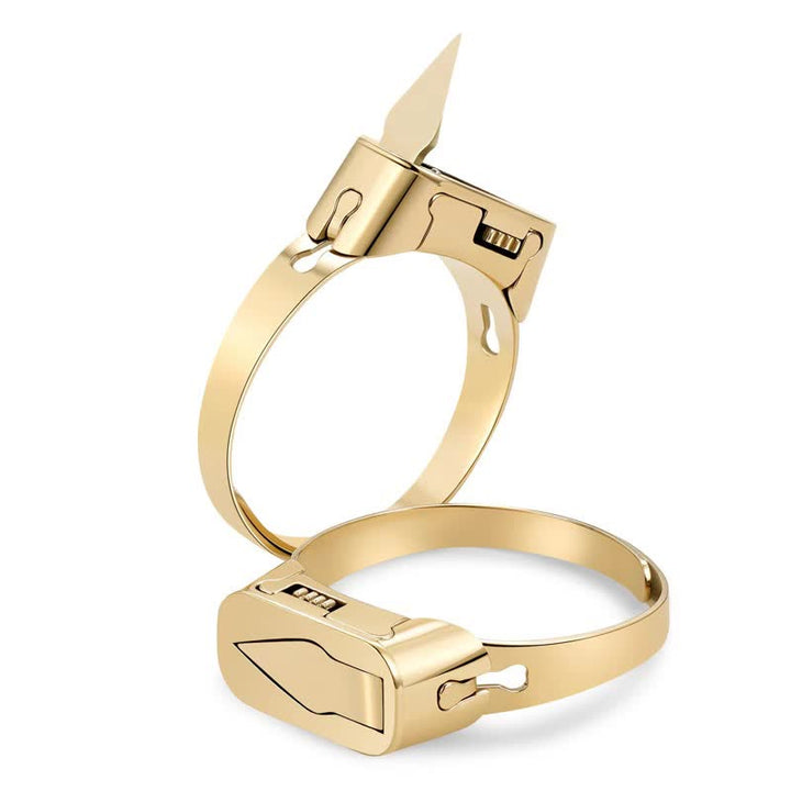 Multifunktionaler, versteckter Messeröffnungsring mit verstellbarer Öffnung - Gold - image 6