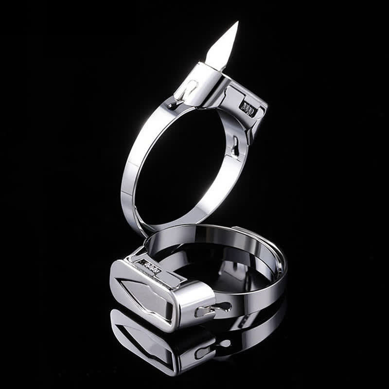 Multifunktionaler, versteckter Messeröffnungsring mit verstellbarer Öffnung - Silber - image 0