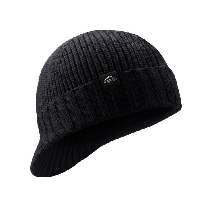 Bequeme elastische Beanie-Strickmütze mit kurzer Krempe