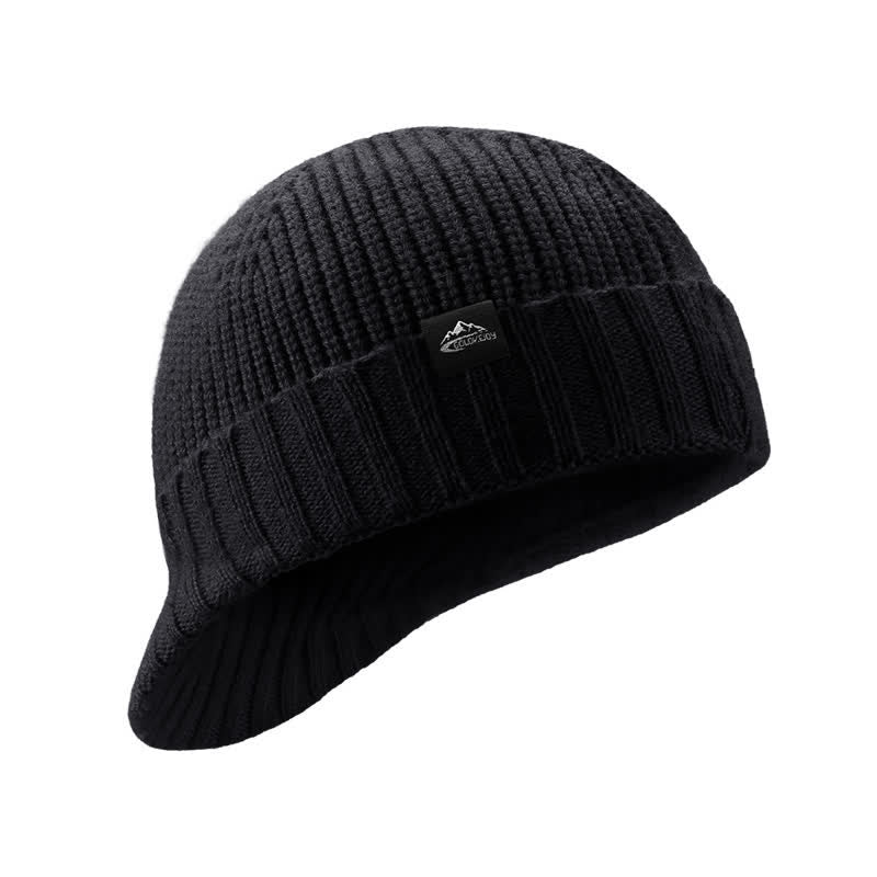Bequeme elastische Beanie-Strickmütze mit kurzer Krempe - Schwarz - Einstellbar (21 5/8" - 23 5/8") - image 0