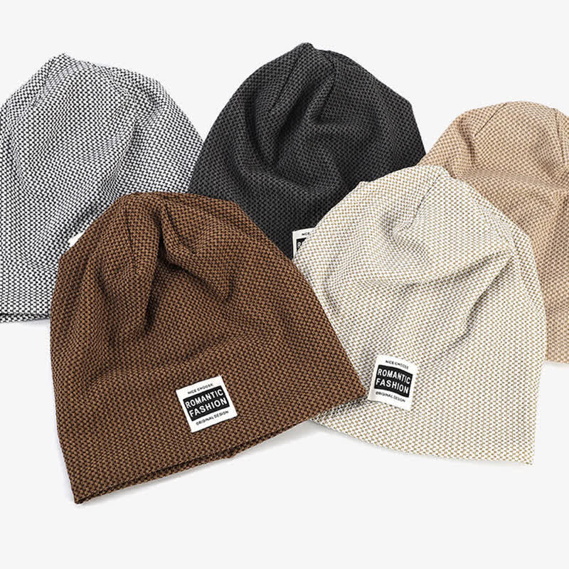 Lässige, dehnbare Beanie-Strickmütze ohne Krempe