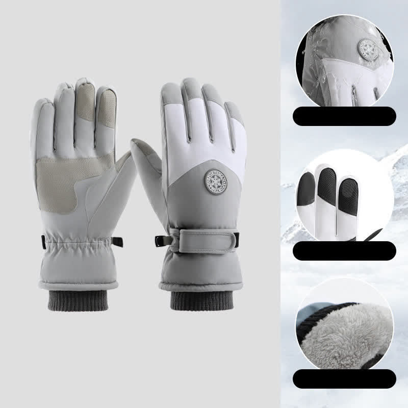 Wasserdichte Outdoor-Skihandschuhe mit Fleecefutter - Grau - image 10