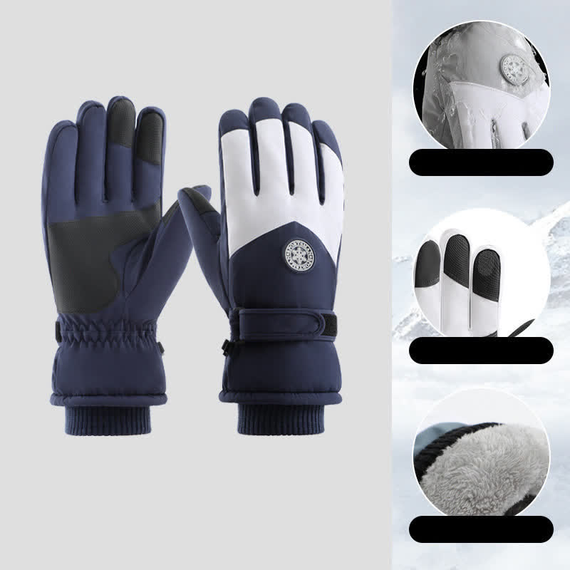 Wasserdichte Outdoor-Skihandschuhe mit Fleecefutter - Marine - image 9