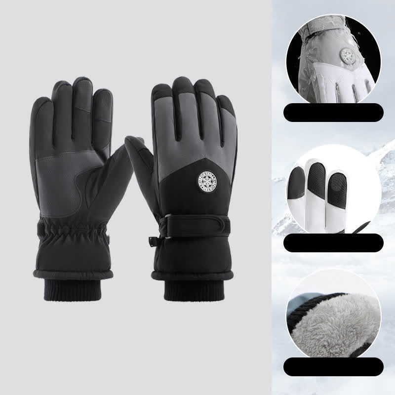 Wasserdichte Outdoor-Skihandschuhe mit Fleecefutter - Schwarz - image 0